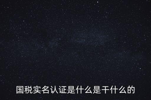 國(guó)稅實(shí)名制認(rèn)證要什么，國(guó)稅實(shí)名認(rèn)證是什么是干什么的