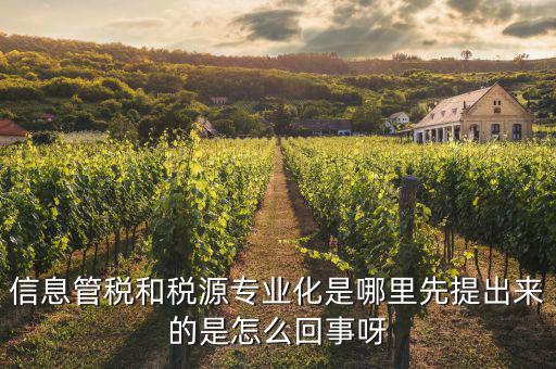 信息管稅和稅源專(zhuān)業(yè)化是哪里先提出來(lái)的是怎么回事呀