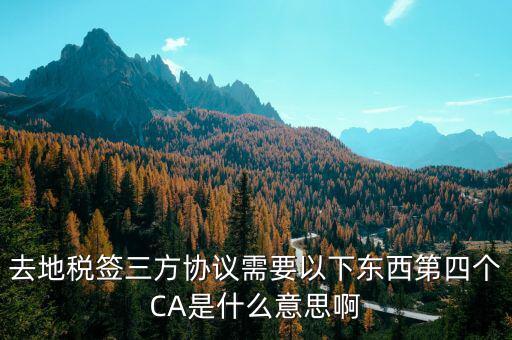 稅務(wù)局ca是什么意思，去地稅簽三方協(xié)議需要以下東西第四個CA是什么意思啊
