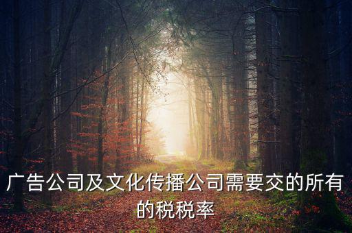 廣告公司交什么稅，廣告公司及文化傳播公司需要交的所有的稅稅率