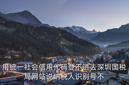 用統(tǒng)一社會(huì)信用代碼登不進(jìn)去深圳國(guó)稅局網(wǎng)站說納稅人識(shí)別號(hào)不