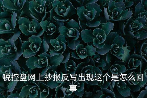 稅控盤網(wǎng)上抄報(bào)反寫(xiě)出現(xiàn)這個(gè)是怎么回事