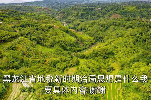 黑龍江省地稅新時期治局思想是什么我要具體內容 謝謝