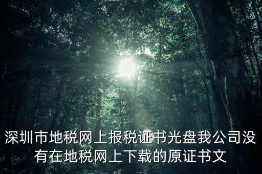 深圳市地稅網(wǎng)上報(bào)稅證書(shū)光盤我公司沒(méi)有在地稅網(wǎng)上下載的原證書(shū)文