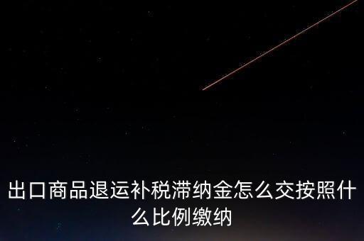 什么是退運(yùn)補(bǔ)稅，出口商品退運(yùn)補(bǔ)稅滯納金怎么交按照什么比例繳納