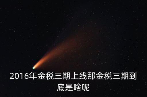 金三稅什么意思，2016年金稅三期上線那金稅三期到底是啥呢