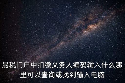 易稅門戶中扣繳義務人編碼輸入什么哪里可以查詢或找到輸入電腦