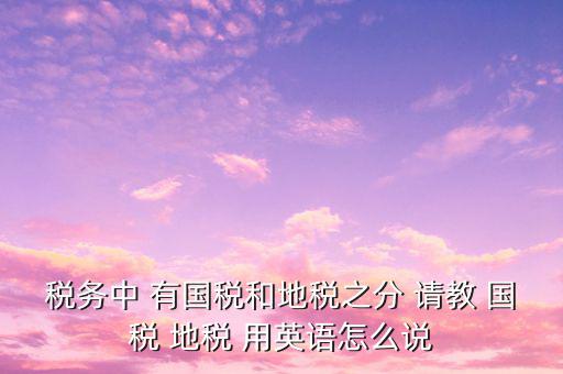 用什么形容稅務(wù)，稅務(wù)中 有國稅和地稅之分 請教 國稅 地稅 用英語怎么說