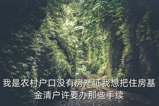 地稅清戶需要什么資料，我是農(nóng)村戶口沒有房產(chǎn)證我想把住房基金清戶許要辦那些手續(xù)