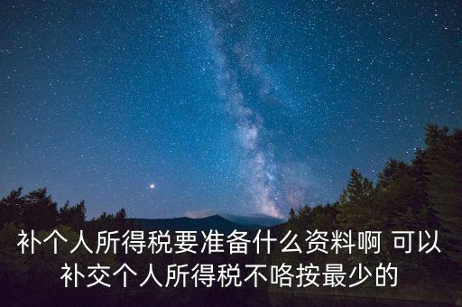 補個稅需要什么資料，請問去廣州地稅前臺補報個人所得稅要帶些什么資料