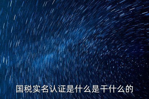 國(guó)稅實(shí)名采集做什么用，國(guó)稅實(shí)名認(rèn)證是什么是干什么的