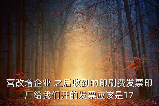 營(yíng)改增企業(yè) 之后收到的印刷費(fèi)發(fā)票印廠給我們開的發(fā)票應(yīng)該是17
