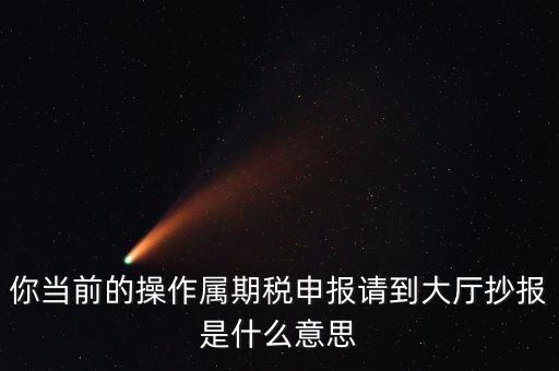 抄報 申報是什么，你當(dāng)前的操作屬期稅申報請到大廳抄報是什么意思