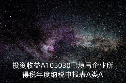 a100000什么時候填，投資收益A105030已填寫企業(yè)所得稅年度納稅申報表A類A