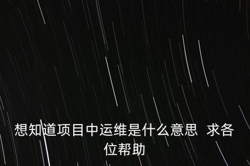 地稅提運(yùn)維是什么意思，想知道項(xiàng)目中運(yùn)維是什么意思  求各位幫助
