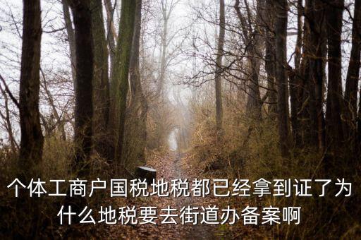 為什么要到國稅地稅備案，個體工商戶國稅地稅都已經(jīng)拿到證了為什么地稅要去街道辦備案啊