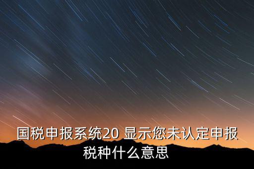 未核對稅種是什么意思，國稅申報系統(tǒng)20 顯示您未認定申報稅種什么意思