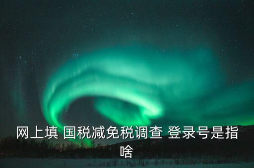稅收調查網(wǎng)上是什么，網(wǎng)上填 國稅減免稅調查 登錄號是指啥