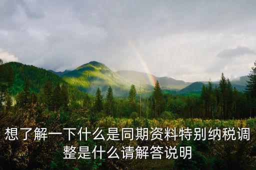 想了解一下什么是同期資料特別納稅調(diào)整是什么請(qǐng)解答說(shuō)明