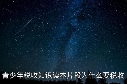青少年稅收知識(shí)讀本片段為什么要稅收