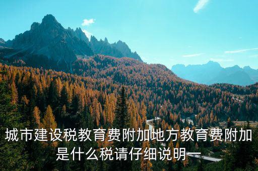 地方附加稅是什么，城市建設(shè)稅教育費附加地方教育費附加是什么稅請仔細說明一