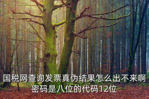 國稅局發(fā)票真?zhèn)尾樵兠艽a是什么，國稅網(wǎng)查詢發(fā)票真?zhèn)谓Y(jié)果怎么出不來啊密碼是八位的代碼12位
