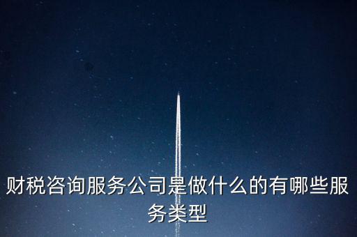 財稅咨詢服務公司是做什么的有哪些服務類型