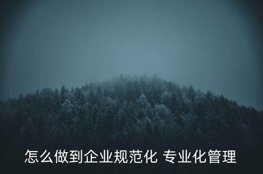 專業(yè)化公司如何管理，專業(yè)化企業(yè)的建議