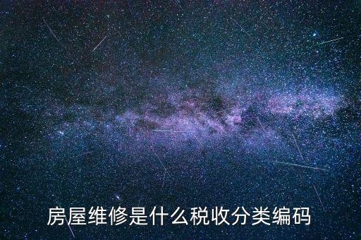 如何維護稅收分類編碼，房屋維修是什么稅收分類編碼