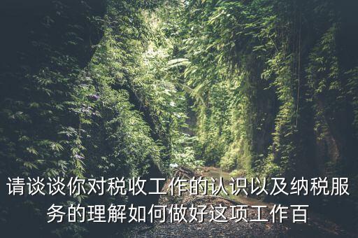 請談談你對稅收工作的認識以及納稅服務的理解如何做好這項工作百