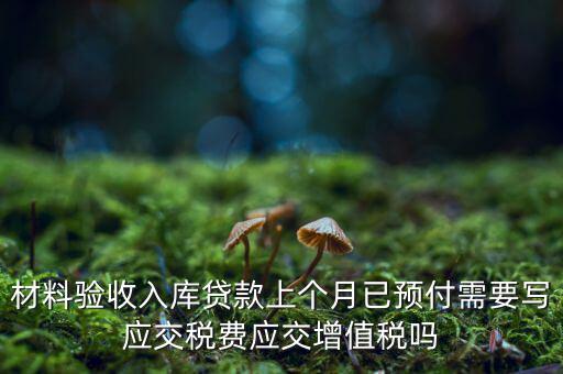 材料驗收入庫貸款上個月已預付需要寫應交稅費應交增值稅嗎