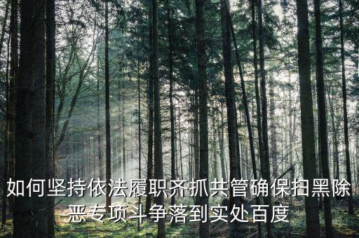 如何堅(jiān)持依法履職齊抓共管確保掃黑除惡專(zhuān)項(xiàng)斗爭(zhēng)落到實(shí)處百度