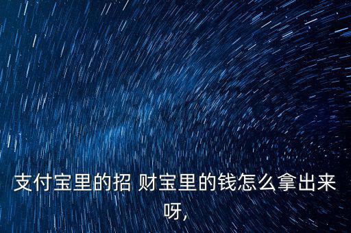支付寶里的招 財(cái)寶里的錢(qián)怎么拿出來(lái)呀,