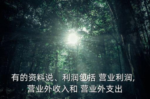 有的資料說、利潤包括 營業(yè)利潤, 營業(yè)外收入和 營業(yè)外支出