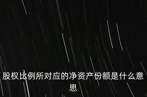 股權比例所對應的凈資產份額是什么意思