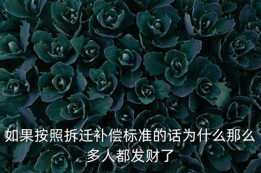 如果按照拆遷補(bǔ)償標(biāo)準(zhǔn)的話為什么那么多人都發(fā)財了