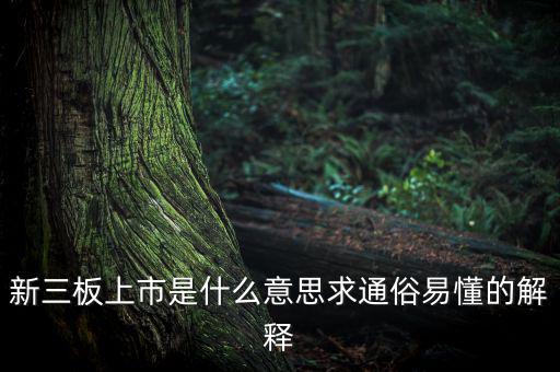 什么是新三板上市，新三板上市是什么意思求通俗易懂的解釋