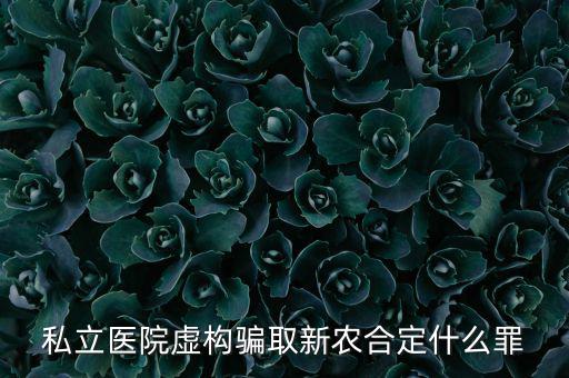 私立醫(yī)院騙國家醫(yī)保上千萬什么罪，私立醫(yī)院虛構(gòu)騙取新農(nóng)合定什么罪