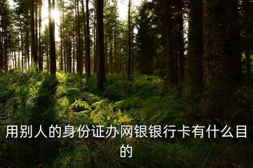 借別人身份證開網(wǎng)銀是什么目的，用別人的身份證辦網(wǎng)銀銀行卡有什么目的