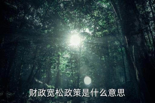 什么是寬松的財政政策，什么是寬松經濟政策