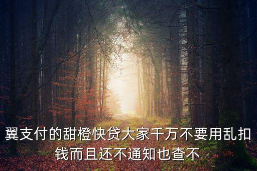 甜橙快貸資源未找到是什么意思，翼支付的甜橙快貸大家千萬不要用亂扣錢而且還不通知也查不