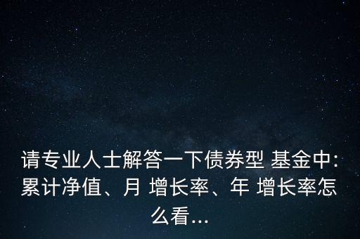 請(qǐng)專(zhuān)業(yè)人士解答一下債券型 基金中:累計(jì)凈值、月 增長(zhǎng)率、年 增長(zhǎng)率怎么看...