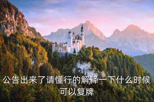 公告出來了請懂行的解釋一下什么時(shí)候可以復(fù)牌