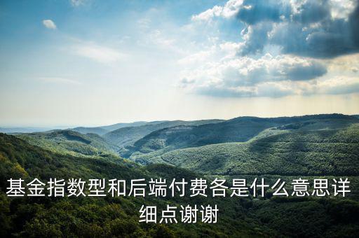 基金表現(xiàn)費是什么，基金指數(shù)型和后端付費各是什么意思詳細點謝謝