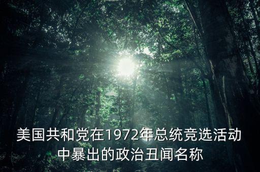 美國(guó)共和黨在1972年總統(tǒng)競(jìng)選活動(dòng)中暴出的政治丑聞名稱