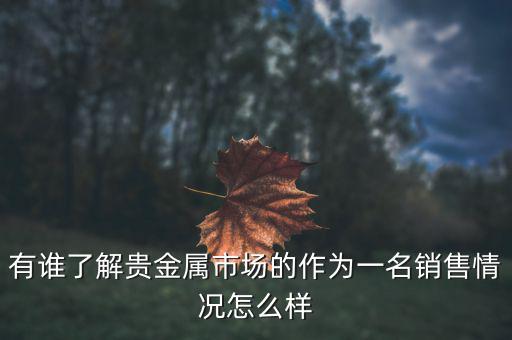 貴金屬公司為什么泛濫，有誰了解貴金屬市場的作為一名銷售情況怎么樣
