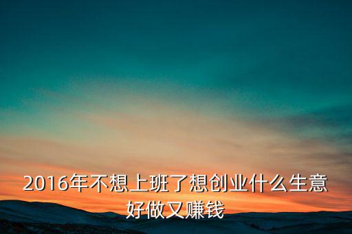 2016年什么生意好做賺錢，2016年不想上班了想創(chuàng)業(yè)什么生意好做又賺錢