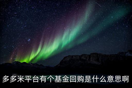 多多米平臺(tái)有個(gè)基金回購是什么意思啊