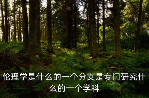 倫理學(xué)是什么的一個分支是專門研究什么的一個學(xué)科