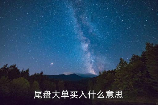 尾盤大買單什么意思，近尾盤掛大買單是啥意思